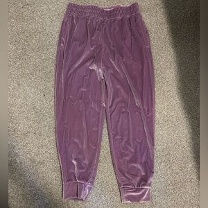 NWOT Fabletics Purple Velvet Joggers with Elastic Drawstring Waistband